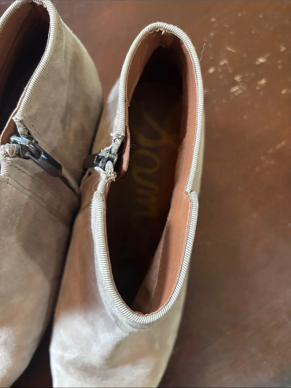 Sam Edelman Suede Ankle Booties in Taupe (Size 9W)